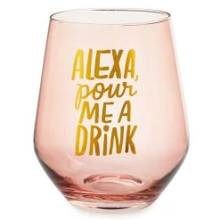Hallmark Alexa Pour Me A Drink Stemless Wine Glass, 14 Oz.