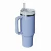 Blue Insulated Stainless Steel Travel Mug With Straw, 40 Oz.