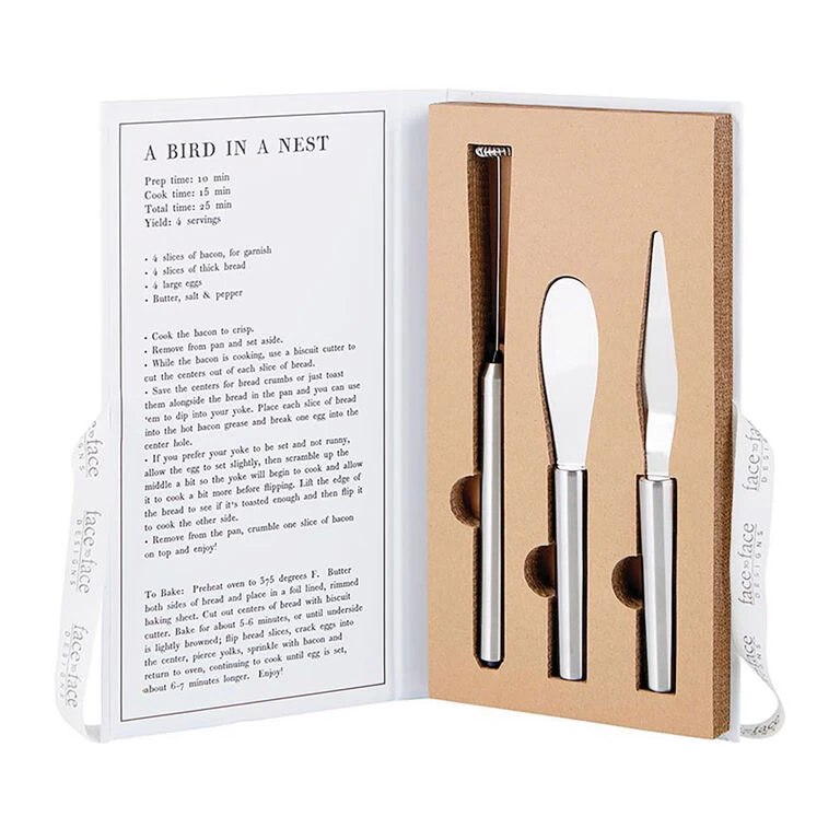 Breakfast Tools In Cardboard Book Box, Set Of 3 - Image 3