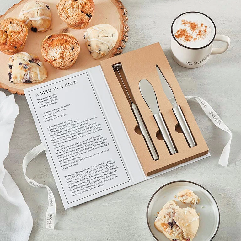 Breakfast Tools In Cardboard Book Box, Set Of 3 - Image 4