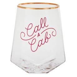 Hallmark Call A Cab Geometric Stemless Wine Glass, 19 Oz.