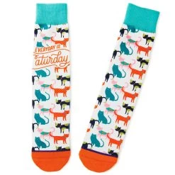 Hallmark Everyday Is Caturday Funny Crew Socks