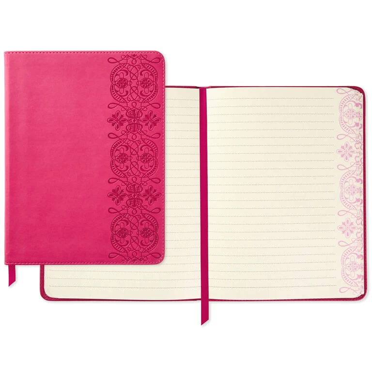 Hallmark Embossed Border Fuchsia Faux Leather Notebook - Image 2