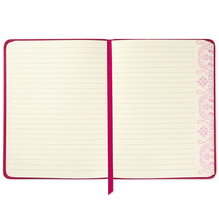 Hallmark Embossed Border Fuchsia Faux Leather Notebook - Image 4