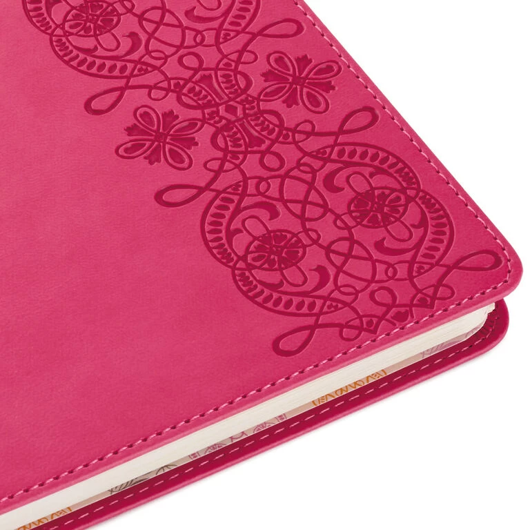 Hallmark Embossed Border Fuchsia Faux Leather Notebook - Image 5