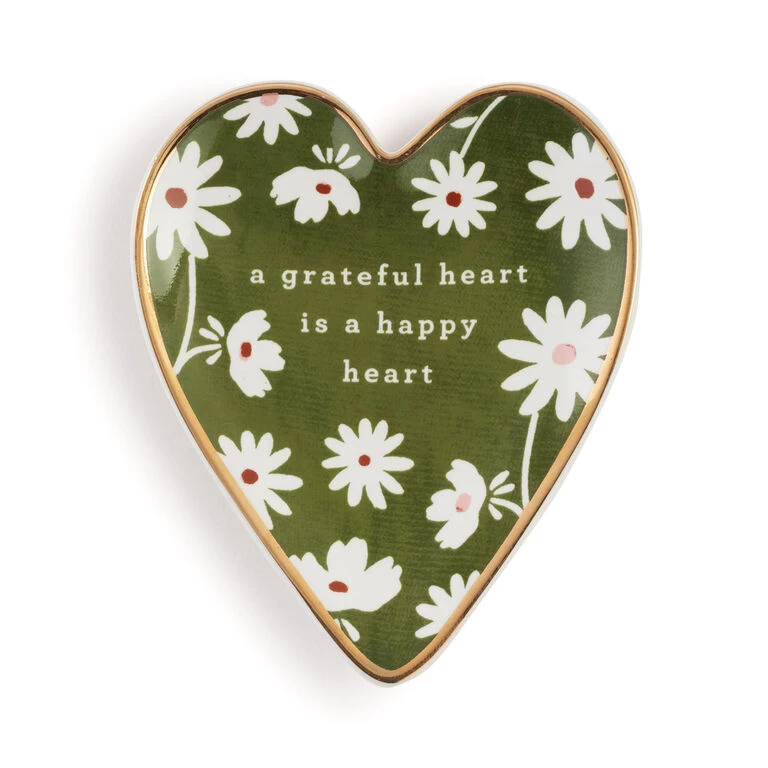 Demdaco Grateful Art Heart Trinket Dish