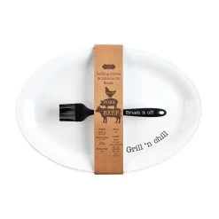 Mud Pie BBQ Serving Platter & Silicone Brush, Set Of 2
