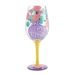 Lolita I (Heart) Mom Handpainted Wine Glass, 15 Oz.