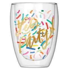 Let's Party Double-Wall Confetti Stemless Glass, 10 Oz.