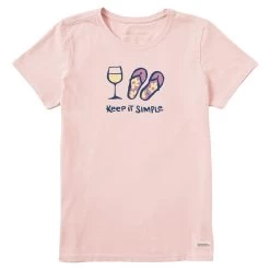 Life Is Good Keep It Simple Women's Pink T-Shirt, Small