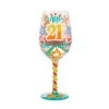 Lolita Happy 21st Birthday Handpainted Wine Glass, 15 Oz.