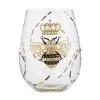 Lolita Queen Bee Handpainted Stemless Wine Glass, 20 Oz.