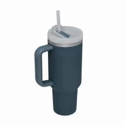 Navy Insulated Stainless Steel Travel Mug With Straw, 40 Oz.