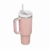 Peach Insulated Stainless Steel Travel Mug With Straw, 40 Oz.