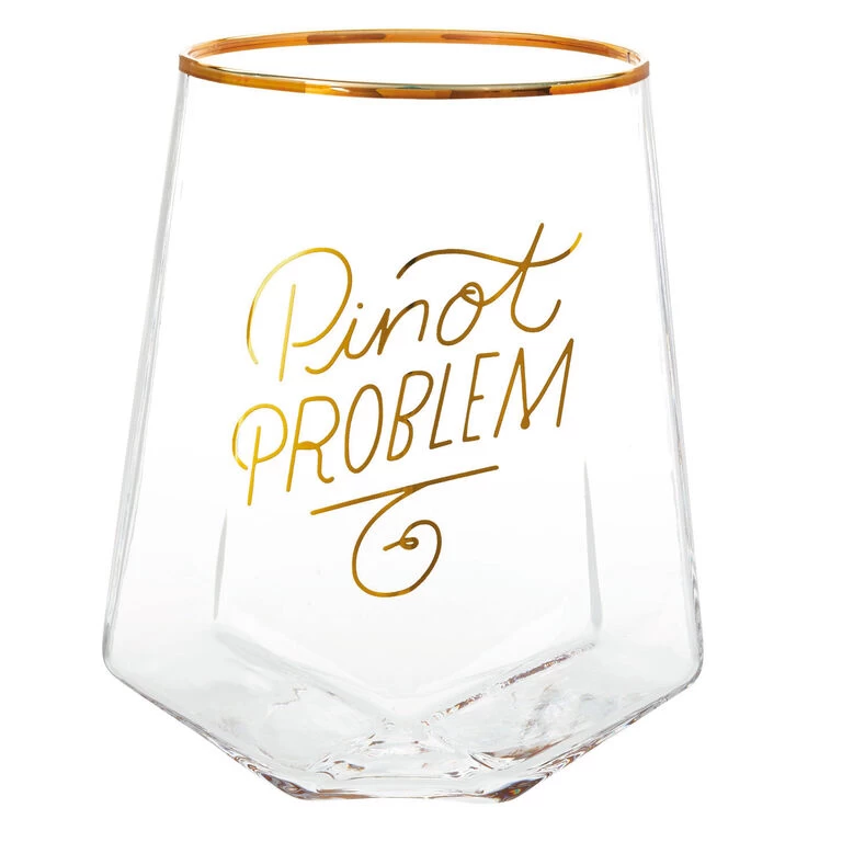 Hallmark Pinot Problem Geometric Stemless Wine Glass, 19 Oz.