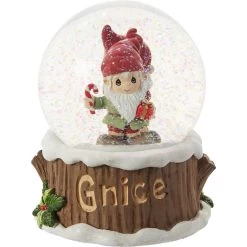 Precious Moments Gnaughty Or Gnice Gnomes Musical Snow Globe, 5.5"