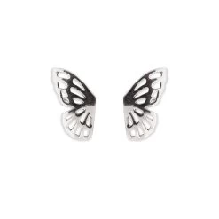 Pura Vida Fly Away Butterfly Wings Silver Stud Earrings