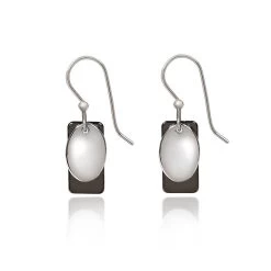 Silver Forest Rectangle And Oval Layered Silver-Tone Drop Earrings