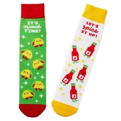 Hallmark Tacos And Hot Sauce Better Together Funny Crew Socks